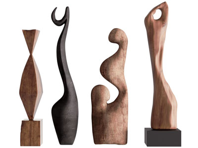 现代木雕摆件组合