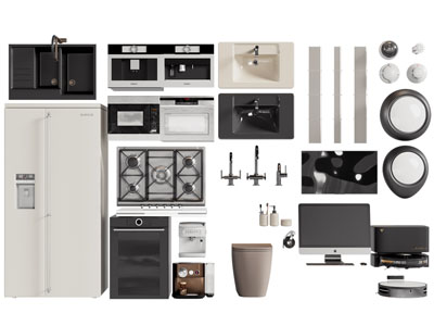 现代冰箱 灶台 烤箱 洗菜盆 水龙头厨房家电3d模型 现代冰箱 灶台 烤箱 洗菜盆 水龙头厨房家电