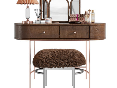 现代中古风化妆 梳妆台3d模型 现代中古风化妆 梳妆台