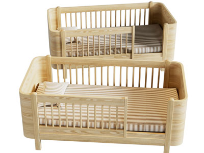 现代实木婴儿床