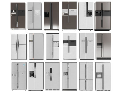 现代双开门电冰箱3d模型 现代双开门电冰箱