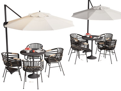 现代户外遮阳伞 休闲餐桌椅组合3d模型 现代户外遮阳伞 休闲餐桌椅组合