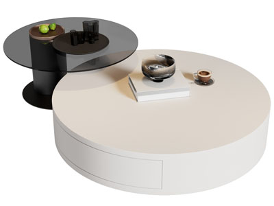现代圆形拼接茶几3d模型 现代圆形拼接茶几