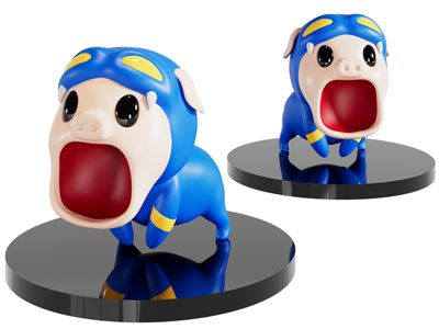 现代卡通猪雕塑雕刻摆件组合3d模型 现代卡通猪雕塑雕刻摆件组合