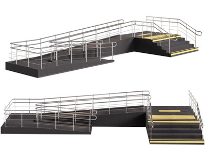现代铁艺扶手旋转楼梯 残障人士台阶3d模型 现代铁艺扶手旋转楼梯 残障人士台阶