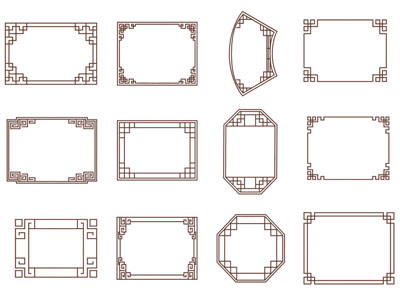 新中式角花 雕花 剪纸 花格 剪影 墙饰