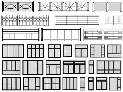 现代金属铁艺栏杆 护栏 围栏 平开窗户3d模型 现代金属铁艺栏杆 护栏 围栏 平开窗户