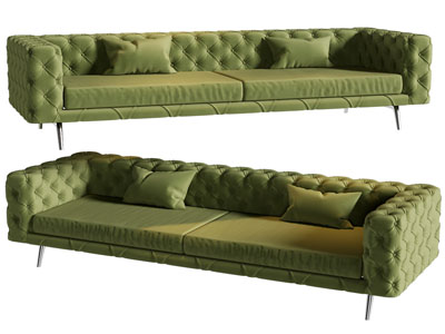 现代果绿色多人沙发