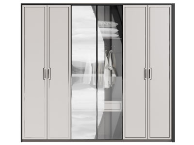 新中式中间玻璃柜门的衣柜3d模型 新中式中间玻璃柜门的衣柜