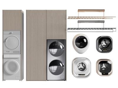 现代洗衣机 晾衣架3d模型 现代洗衣机 晾衣架