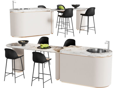 现代轻奢水吧台吧椅3d模型 现代轻奢水吧台吧椅