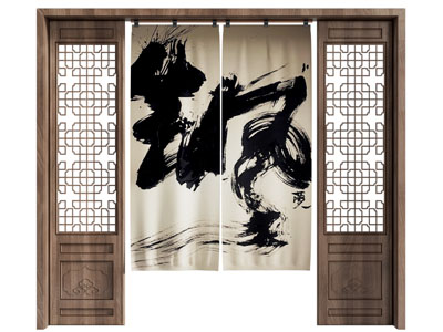 新中式隔断 门帘 挂帘3d模型 新中式隔断 门帘 挂帘