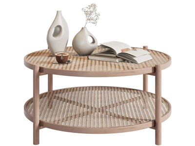 侘寂风圆形编织茶几3d模型 侘寂风圆形编织茶几