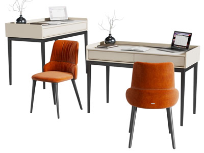 现代书桌椅组合3d模型 现代书桌椅组合