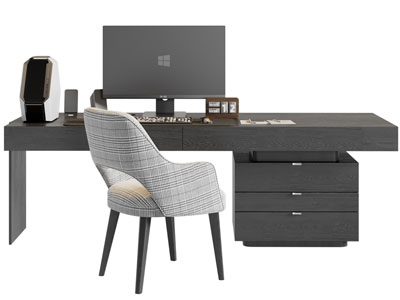 现代书桌椅组合3d模型 现代书桌椅组合