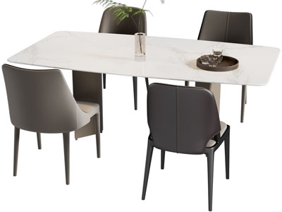 现代长方形餐桌椅组合3d模型 现代长方形餐桌椅组合