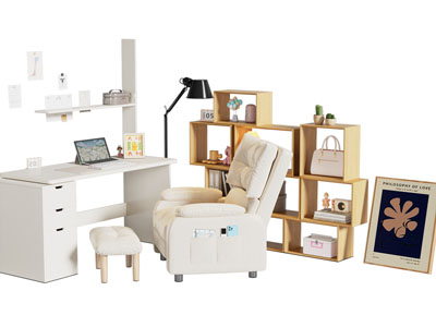 现代书桌椅组合 单人沙发3d模型 现代书桌椅组合 单人沙发