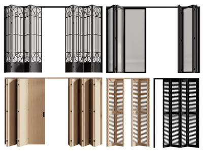 现代百叶推拉门 铁艺折叠门 木门