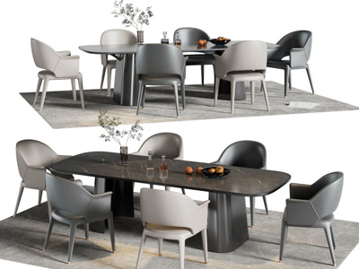 现代餐桌椅组合3d模型 现代餐桌椅组合