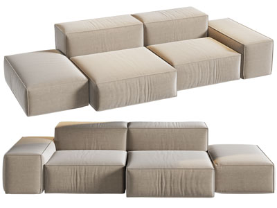 现代布艺多人沙发