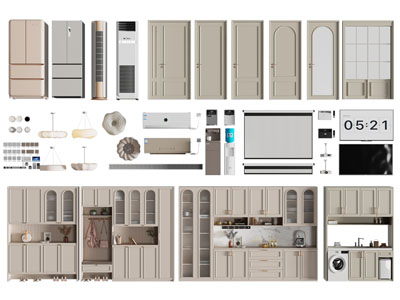 现代电冰箱 平开门 玄关鞋柜 家电组合3d模型 现代电冰箱 平开门 玄关鞋柜 家电组合