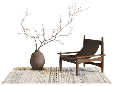 侘寂风长方形地毯 休闲椅子