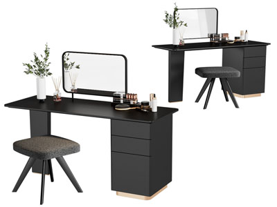 现代黑色化妆 梳妆台3d模型 现代黑色化妆 梳妆台