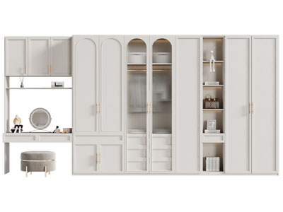 法式带梳妆台的衣柜3d模型 法式带梳妆台的衣柜