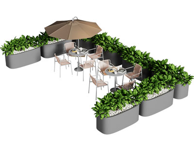现代庭院户外景观 遮阳伞 休闲桌椅组合3d模型 现代庭院户外景观 遮阳伞 休闲桌椅组合