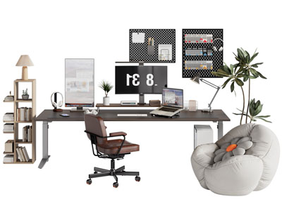 现代书桌椅组合 懒人沙发3d模型 现代书桌椅组合 懒人沙发