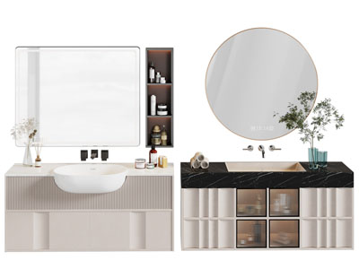 现代洗手台 浴室柜 镜子