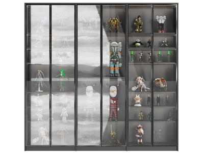 现代玻璃柜门手办装饰柜