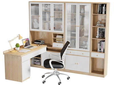 现代书柜 书桌椅组合