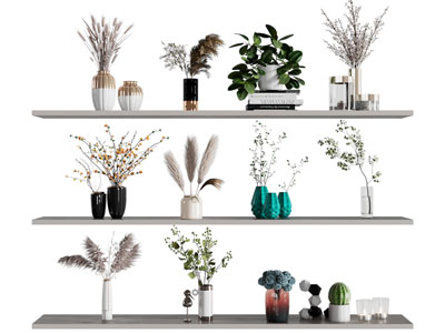 现代花瓶花卉 盆栽摆件组合