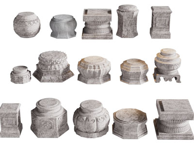 新中式鼓凳 柱础石 柱基石 柱墩3d模型 新中式鼓凳 柱础石 柱基石 柱墩