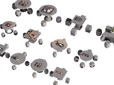 新中式石头茶桌椅组合3d模型 新中式石头茶桌椅组合