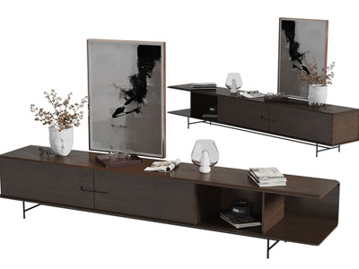 现代长方形实木电视柜