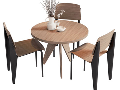 现代圆形休闲桌椅组合3d模型 现代圆形休闲桌椅组合