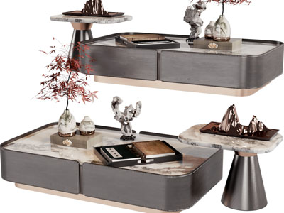 新中式长方形茶几3d模型 新中式长方形茶几