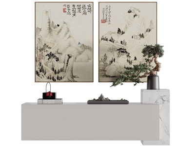 新中式装饰挂画3d模型 新中式装饰挂画