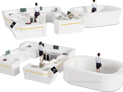 现代前台接待台3d模型 现代前台接待台