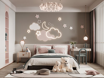 现代卧室 儿童房 女儿房 公主房