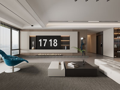 现代客厅电视背景墙3d模型 现代客厅电视背景墙