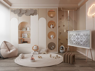 现代奶油风儿童娱乐休闲室