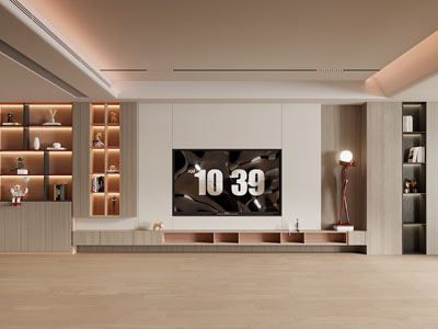 现代客厅电视背景墙3d模型 现代客厅电视背景墙