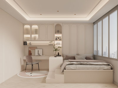 法式奶油风榻榻米卧室