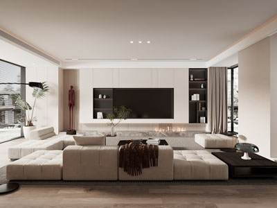 现代客厅电视背景墙3d模型 现代客厅电视背景墙