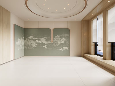 新中式床头背景墙3d模型 新中式床头背景墙