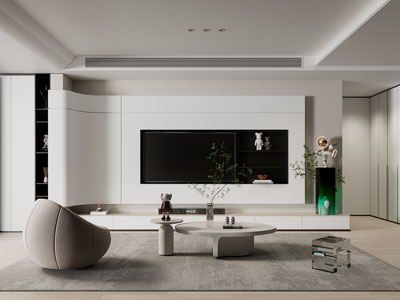现代客厅电视背景墙3d模型 现代客厅电视背景墙