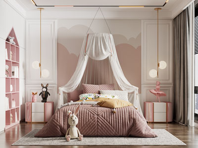 现代轻奢卧室 儿童房 女儿房 公主房